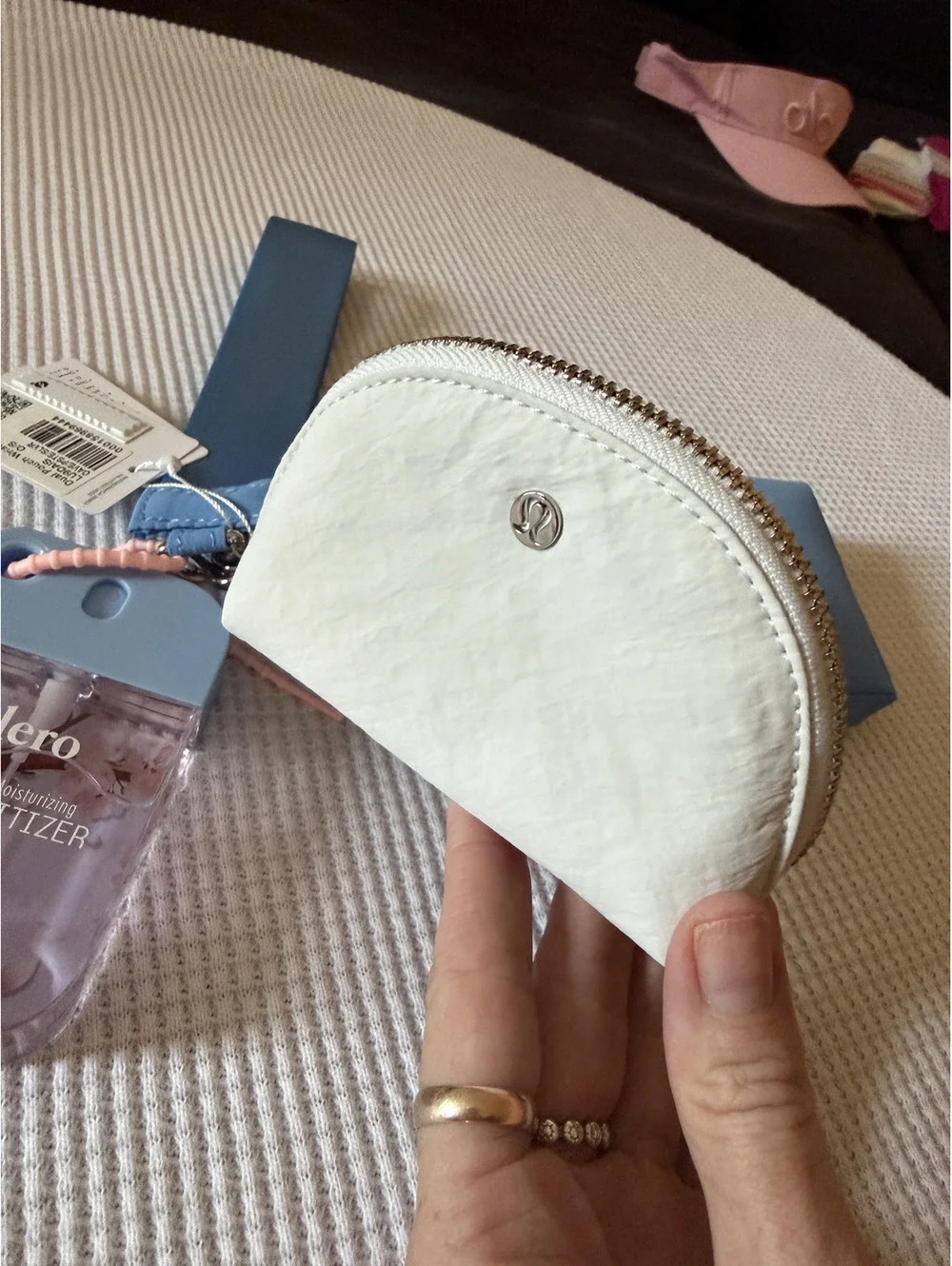 NWT Lululemon Dual Pouch Wristlet Wallet Blue Ivory Silver $58